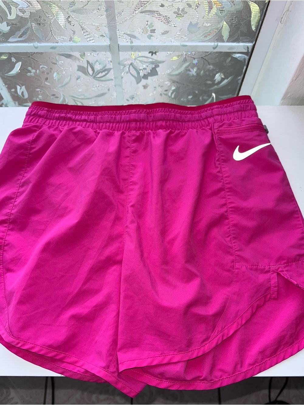 Nike Women's Athletic Shorts - Fuchsia Pink with White Swoosh